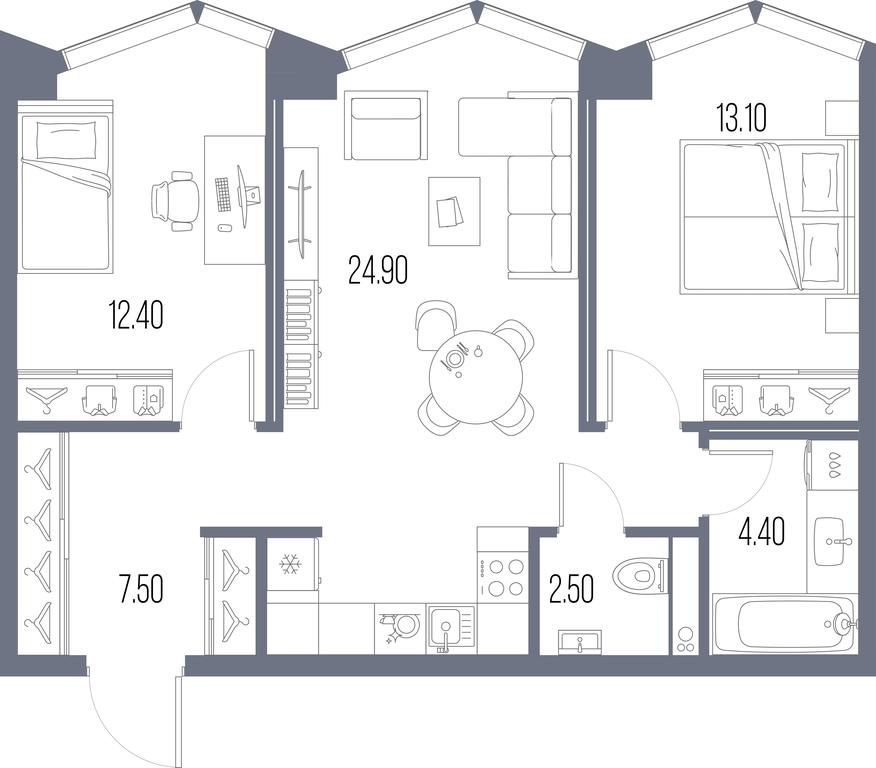 2-BD Apartment Sale, 64.8 sq. m. at Severny Port, Leningradskoye Highway, Moscow, Russia #1