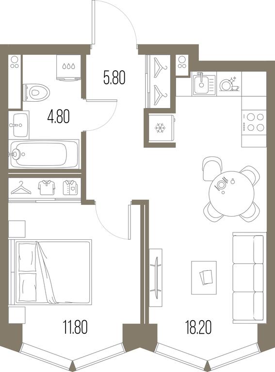 1-BD Apartment Sale, 40.6 sq. m. at Severny Port, Leningradskoye Highway, Moscow, Russia #1