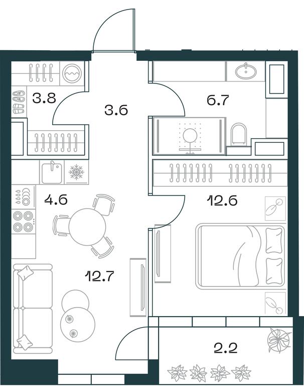 1-BD Apartment Sale, 46.2 sq. m. at SHIFT, 2nd Donskoy Drive, 10, Moscow, Russia #1