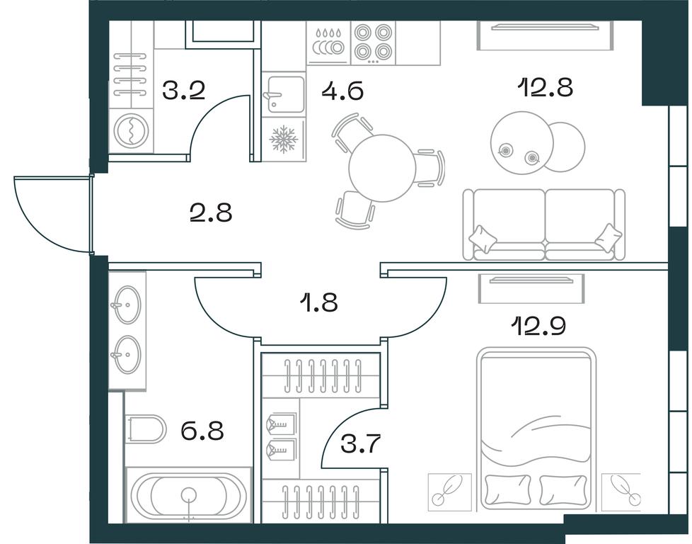 1-BD Apartment Sale, 48.6平方米 at SHIFT, 2nd Donskoy Drive, 10, Moscow, Russia #1 1-BD Apartment Sale, 48.6平方米 at SHIFT, 2nd Donskoy Drive, 10, Moscow, Russia #1