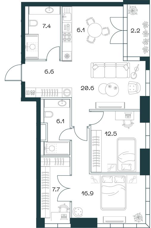 2-BD Apartment Sale, 87.5 sq. m. at SHIFT, 2nd Donskoy Drive, 10, Moscow, Russia #1 2-BD Apartment Sale, 87.5 sq. m. at SHIFT, 2nd Donskoy Drive, 10, Moscow, Russia #1