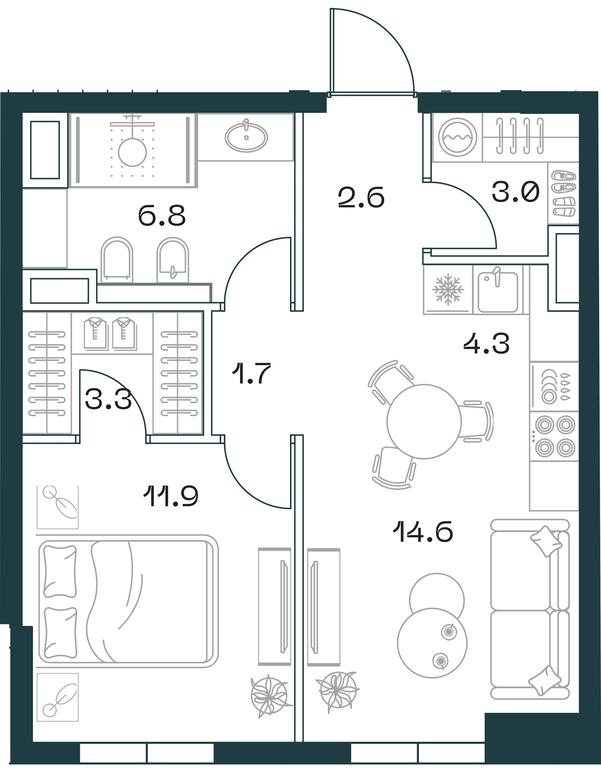 1-BD Apartment Sale, 48.2平方米 at SHIFT, 2nd Donskoy Drive, 10, Moscow, Russia #1