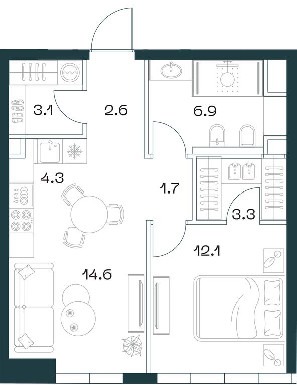 1-BD Apartment Sale, 48.5平方米 at SHIFT, 2nd Donskoy Drive, 10, Moscow, Russia #1 1-BD Apartment Sale, 48.5平方米 at SHIFT, 2nd Donskoy Drive, 10, Moscow, Russia #1