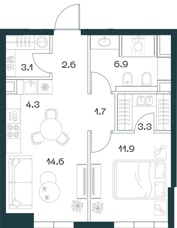 1-BD Apartment Sale, 48.4平方米 at SHIFT, 2nd Donskoy Drive, 10, Moscow, Russia #1