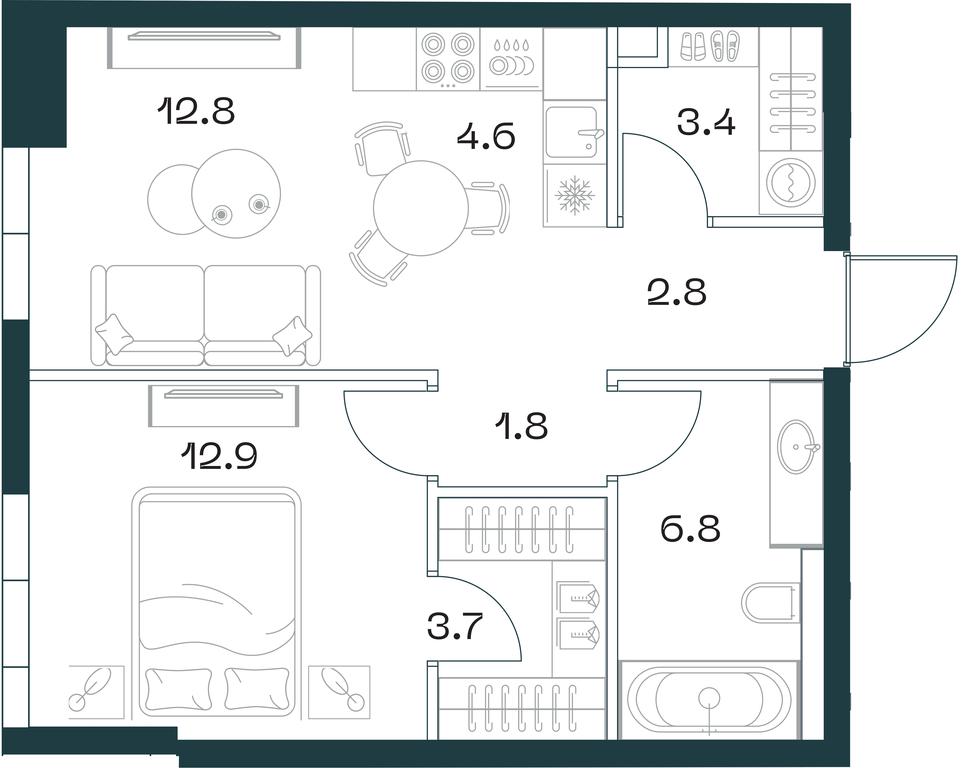 1-BD Apartment Sale, 48.6平方米 at SHIFT, 2nd Donskoy Drive, 10, Moscow, Russia #1 1-BD Apartment Sale, 48.6平方米 at SHIFT, 2nd Donskoy Drive, 10, Moscow, Russia #1