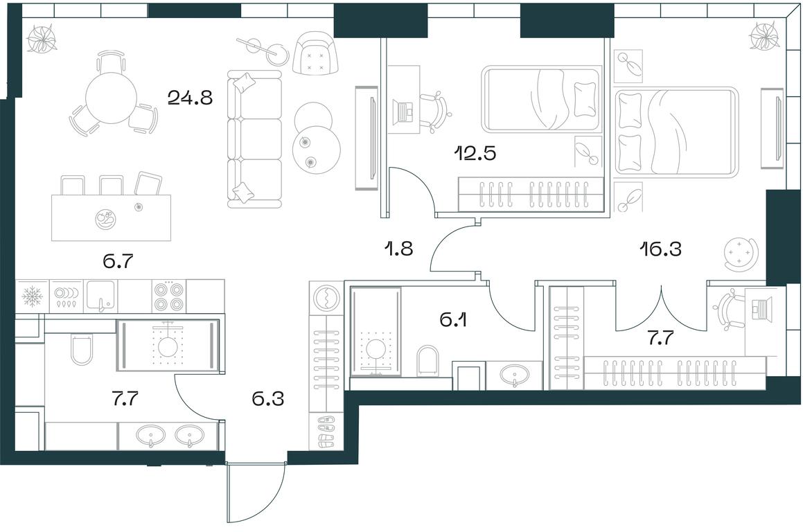 2-BD Apartment Sale, 90.1平方米 at SHIFT, 2nd Donskoy Drive, 10, Moscow, Russia #1