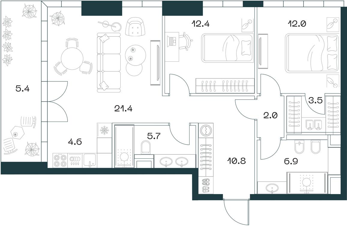 2-BD Apartment Sale, 84.7 sq. m. at SHIFT, 2nd Donskoy Drive, 10, Moscow, Russia #1 2-BD Apartment Sale, 84.7 sq. m. at SHIFT, 2nd Donskoy Drive, 10, Moscow, Russia #1