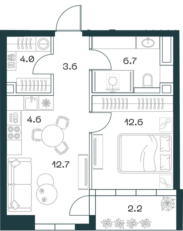 1-BD Apartment Sale, 46.4平方米 at SHIFT, 2nd Donskoy Drive, 10, Moscow, Russia #1 1-BD Apartment Sale, 46.4平方米 at SHIFT, 2nd Donskoy Drive, 10, Moscow, Russia #1
