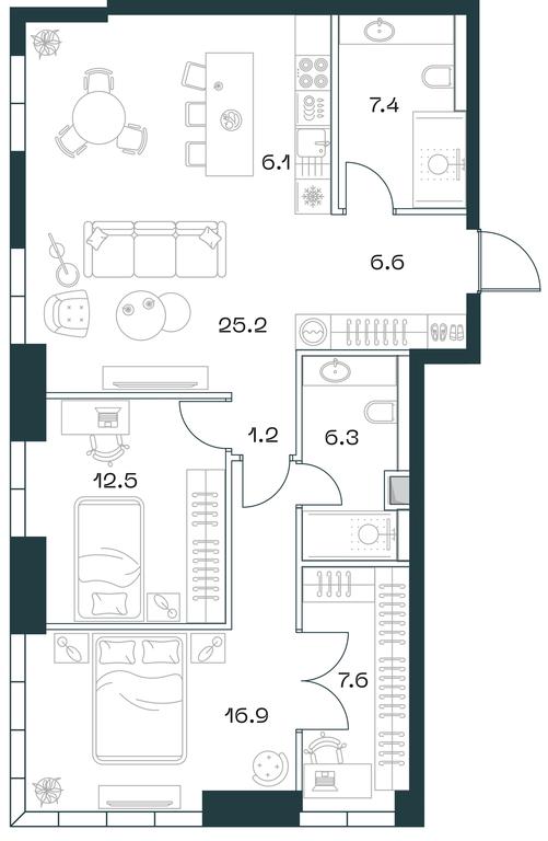 2-BD Apartment Sale, 90平方米 at SHIFT, 2nd Donskoy Drive, 10, Moscow, Russia #2 2-BD Apartment Sale, 90平方米 at SHIFT, 2nd Donskoy Drive, 10, Moscow, Russia #2