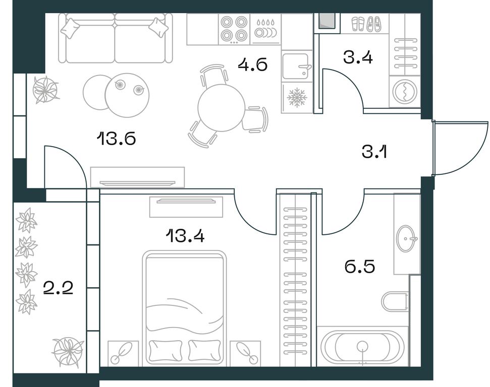 1-BD Apartment Sale, 46.6平方米 at SHIFT, 2nd Donskoy Drive, 10, Moscow, Russia #2
