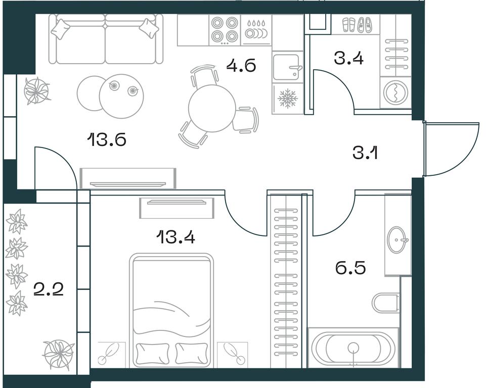 1-BD Apartment Sale, 46.6平方米 at SHIFT, 2nd Donskoy Drive, 10, Moscow, Russia #1