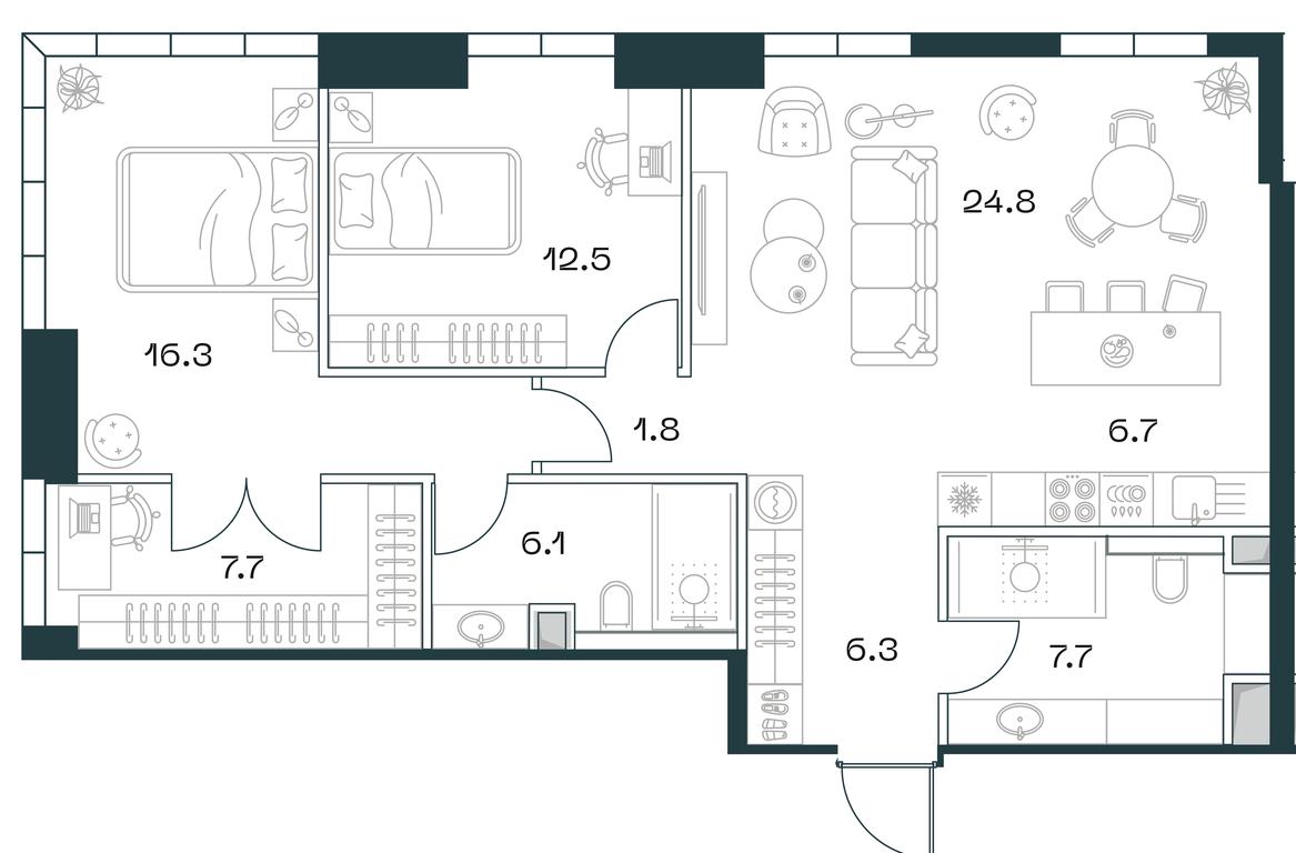 2-BD Apartment Sale, 90.1平方米 at SHIFT, 2nd Donskoy Drive, 10, Moscow, Russia #2 2-BD Apartment Sale, 90.1平方米 at SHIFT, 2nd Donskoy Drive, 10, Moscow, Russia #2