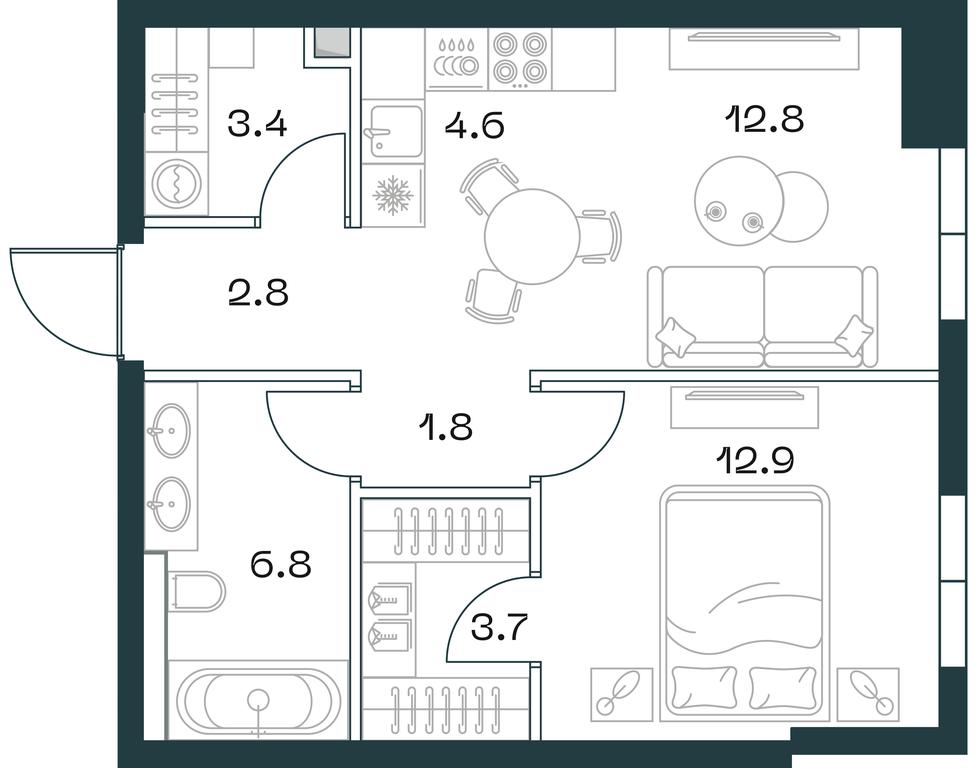 1-BD Apartment Sale, 48.6平方米 at SHIFT, 2nd Donskoy Drive, 10, Moscow, Russia #2
