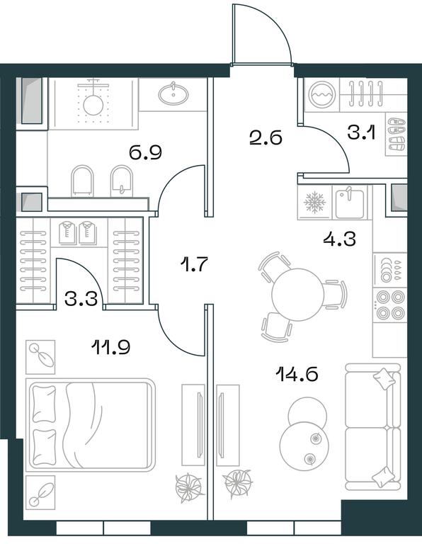 1-BD Apartment Sale, 48.4 sq. m. at SHIFT, 2nd Donskoy Drive, 10, Moscow, Russia #2
