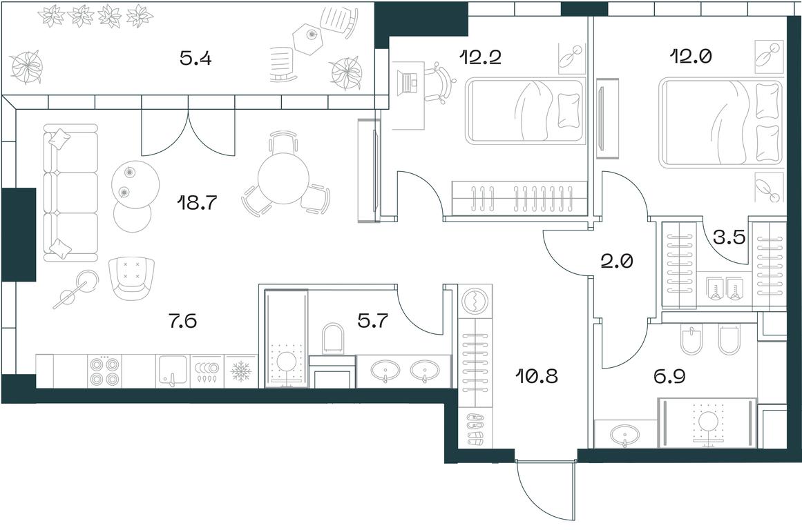 2-BD Apartment Sale, 84.8 sq. m. at SHIFT, 2nd Donskoy Drive, 10, Moscow, Russia #1 2-BD Apartment Sale, 84.8 sq. m. at SHIFT, 2nd Donskoy Drive, 10, Moscow, Russia #1