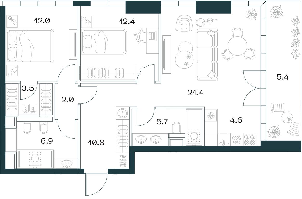 2-BD Apartment Sale, 84.5平方米 at SHIFT, 2nd Donskoy Drive, 10, Moscow, Russia #1 2-BD Apartment Sale, 84.5平方米 at SHIFT, 2nd Donskoy Drive, 10, Moscow, Russia #1