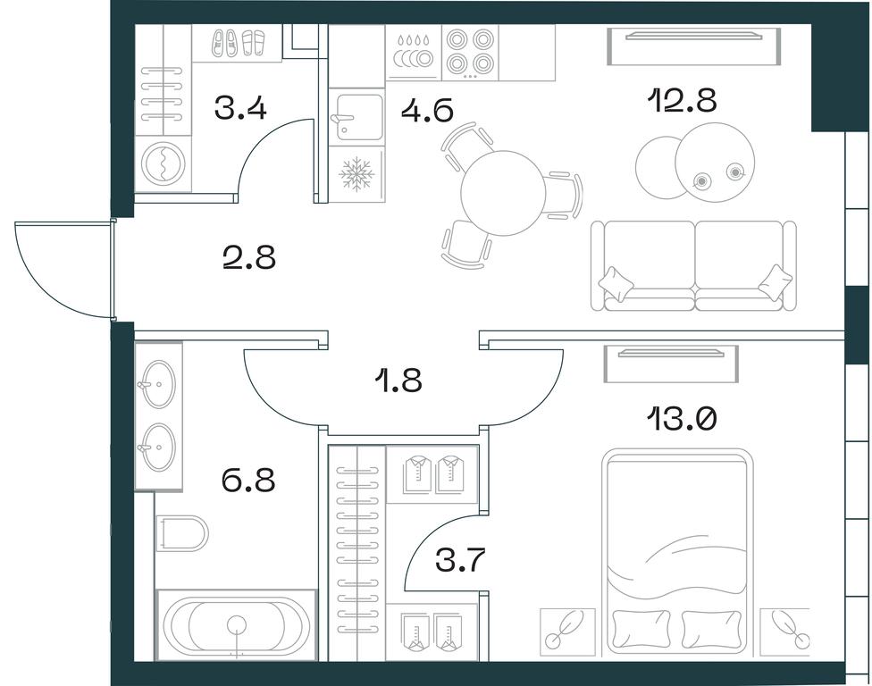 1-BD Apartment Sale, 48.8平方米 at SHIFT, 2nd Donskoy Drive, 10, Moscow, Russia #1 1-BD Apartment Sale, 48.8平方米 at SHIFT, 2nd Donskoy Drive, 10, Moscow, Russia #1