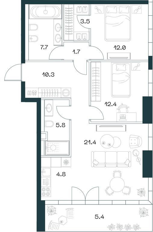 2-BD Apartment Sale, 84.9平方米 at SHIFT, 2nd Donskoy Drive, 10, Moscow, Russia #1 2-BD Apartment Sale, 84.9平方米 at SHIFT, 2nd Donskoy Drive, 10, Moscow, Russia #1
