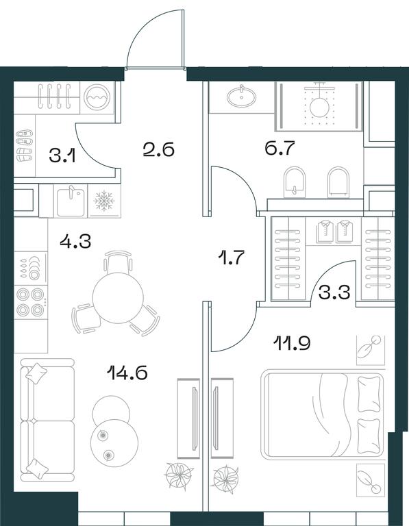 1-BD Apartment Sale, 48.2平方米 at SHIFT, 2nd Donskoy Drive, 10, Moscow, Russia #1 1-BD Apartment Sale, 48.2平方米 at SHIFT, 2nd Donskoy Drive, 10, Moscow, Russia #1