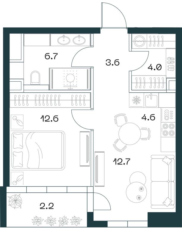1-BD Apartment Sale, 46.4平方米 at SHIFT, 2nd Donskoy Drive, 10, Moscow, Russia #1