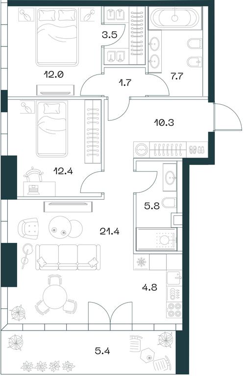 2-BD Apartment Sale, 85 sq. m. at SHIFT, 2nd Donskoy Drive, 10, Moscow, Russia #1 2-BD Apartment Sale, 85 sq. m. at SHIFT, 2nd Donskoy Drive, 10, Moscow, Russia #1