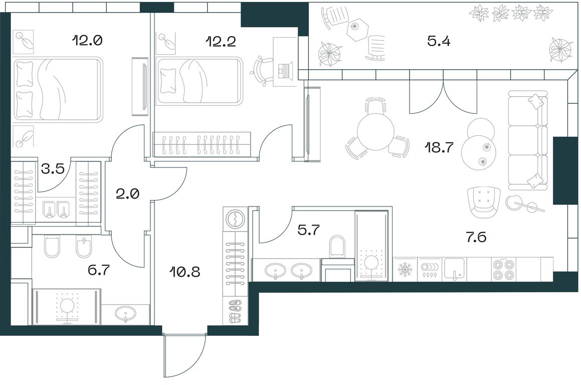 2-BD Apartment Sale, 84.6 sq. m. at SHIFT, 2nd Donskoy Drive, 10, Moscow, Russia #1 2-BD Apartment Sale, 84.6 sq. m. at SHIFT, 2nd Donskoy Drive, 10, Moscow, Russia #1