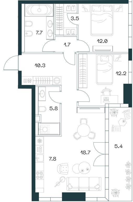 2-BD Apartment Sale, 85.1平方米 at SHIFT, 2nd Donskoy Drive, 10, Moscow, Russia #1 2-BD Apartment Sale, 85.1平方米 at SHIFT, 2nd Donskoy Drive, 10, Moscow, Russia #1