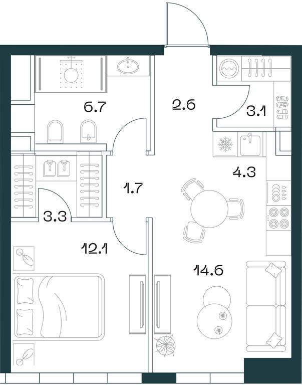 1-BD Apartment Sale, 48.4平方米 at SHIFT, 2nd Donskoy Drive, 10, Moscow, Russia #1