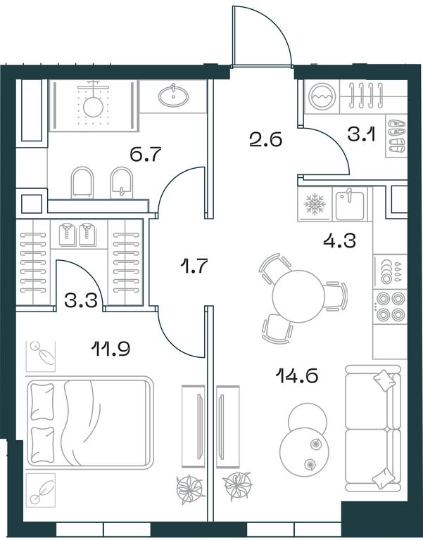 1-BD Apartment Sale, 48.2平方米 at SHIFT, 2nd Donskoy Drive, 10, Moscow, Russia #1