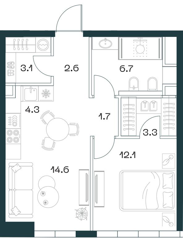 1-BD Apartment Sale, 48.4平方米 at SHIFT, 2nd Donskoy Drive, 10, Moscow, Russia #1
