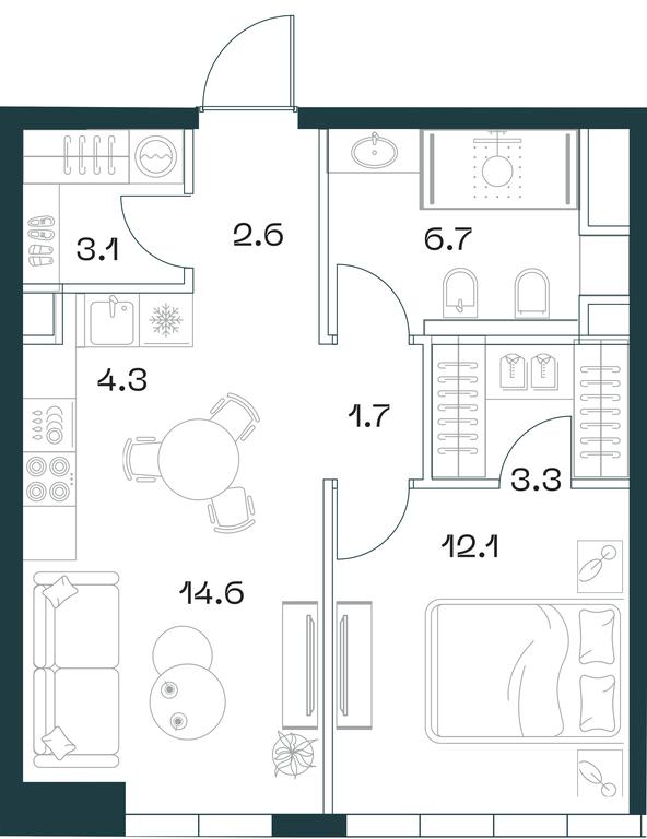 1-BD Apartment Sale, 48.4平方米 at SHIFT, 2nd Donskoy Drive, 10, Moscow, Russia #1 1-BD Apartment Sale, 48.4平方米 at SHIFT, 2nd Donskoy Drive, 10, Moscow, Russia #1