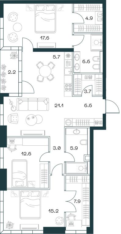 Продажа 3-комн. квартиры, 113,4 м² в ЖК «SHIFT (Шифт)», 2-й Донской проезд, 10, Москва, Россия #1 Продажа 3-комн. квартиры, 113,4 м² в ЖК «SHIFT (Шифт)», 2-й Донской проезд, 10, Москва, Россия #1