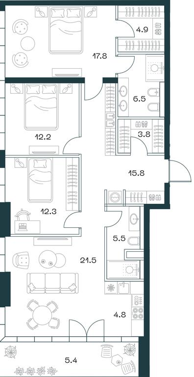 3-BD Apartment Sale, 110.5平方米 at SHIFT, 2nd Donskoy Drive, 10, Moscow, Russia #1 3-BD Apartment Sale, 110.5平方米 at SHIFT, 2nd Donskoy Drive, 10, Moscow, Russia #1