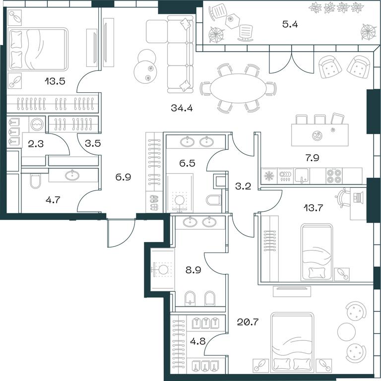 3-BD Apartment Sale, 136.4 sq. m. at SHIFT, 2nd Donskoy Drive, 10, Moscow, Russia #1