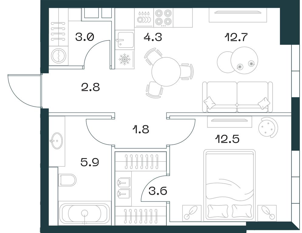 1-BD Apartment Sale, 46.7 sq. m. at SHIFT, 2nd Donskoy Drive, 10, Moscow, Russia #1 1-BD Apartment Sale, 46.7 sq. m. at SHIFT, 2nd Donskoy Drive, 10, Moscow, Russia #1