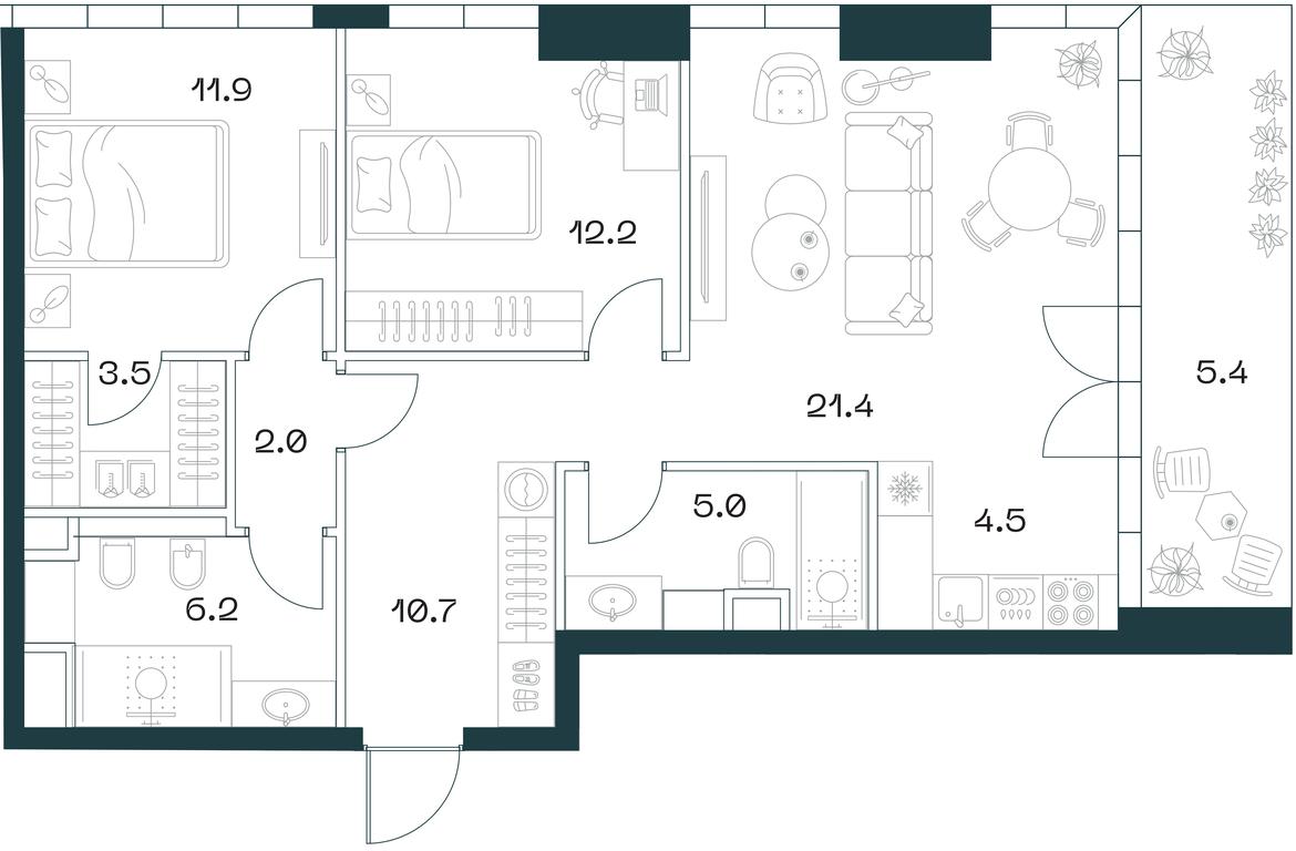 2-BD Apartment Sale, 82.9平方米 at SHIFT, 2nd Donskoy Drive, 10, Moscow, Russia #1 2-BD Apartment Sale, 82.9平方米 at SHIFT, 2nd Donskoy Drive, 10, Moscow, Russia #1