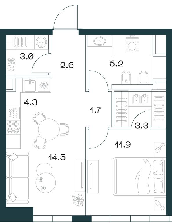 1-BD Apartment Sale, 47.4 sq. m. at SHIFT, 2nd Donskoy Drive, 10, Moscow, Russia #1