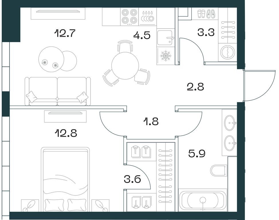 1-BD Apartment Sale, 47.4平方米 at SHIFT, 2nd Donskoy Drive, 10, Moscow, Russia #1 1-BD Apartment Sale, 47.4平方米 at SHIFT, 2nd Donskoy Drive, 10, Moscow, Russia #1