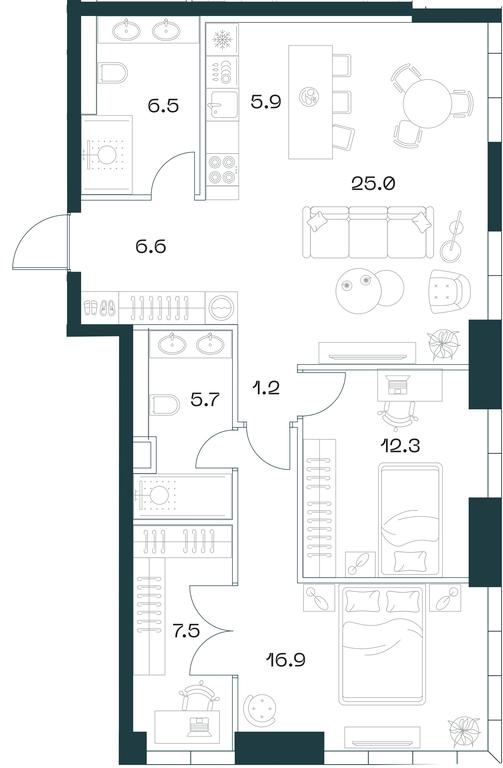2-BD Apartment Sale, 88.2平方米 at SHIFT, 2nd Donskoy Drive, 10, Moscow, Russia #1 2-BD Apartment Sale, 88.2平方米 at SHIFT, 2nd Donskoy Drive, 10, Moscow, Russia #1