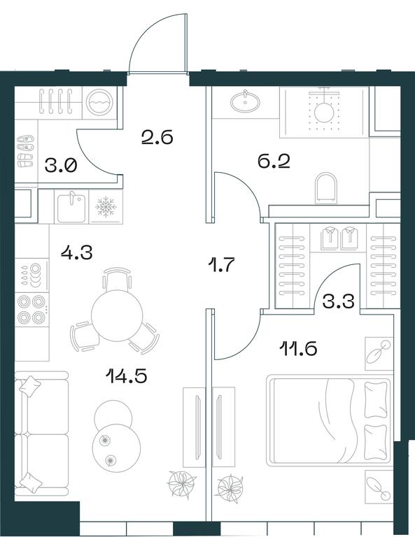 1-BD Apartment Sale, 47.2平方米 at SHIFT, 2nd Donskoy Drive, 10, Moscow, Russia #1