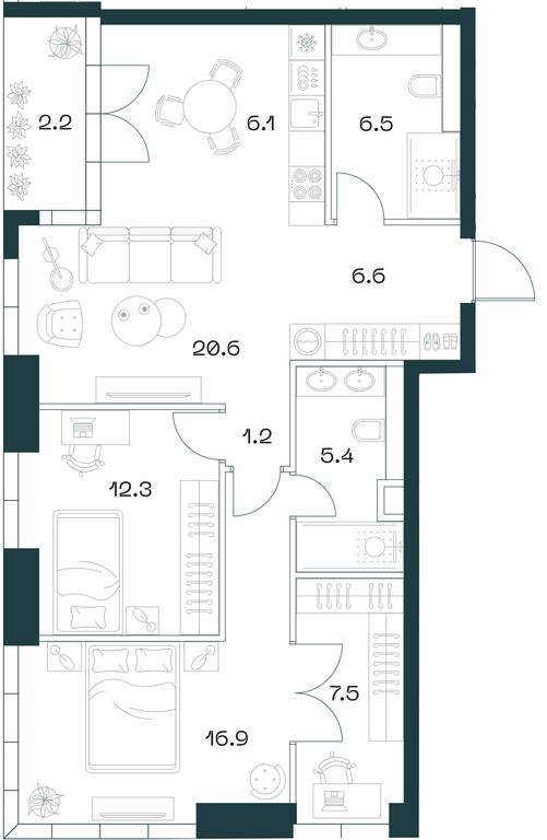 2-BD Apartment Sale, 86.2 sq. m. at SHIFT, 2nd Donskoy Drive, 10, Moscow, Russia #1 2-BD Apartment Sale, 86.2 sq. m. at SHIFT, 2nd Donskoy Drive, 10, Moscow, Russia #1