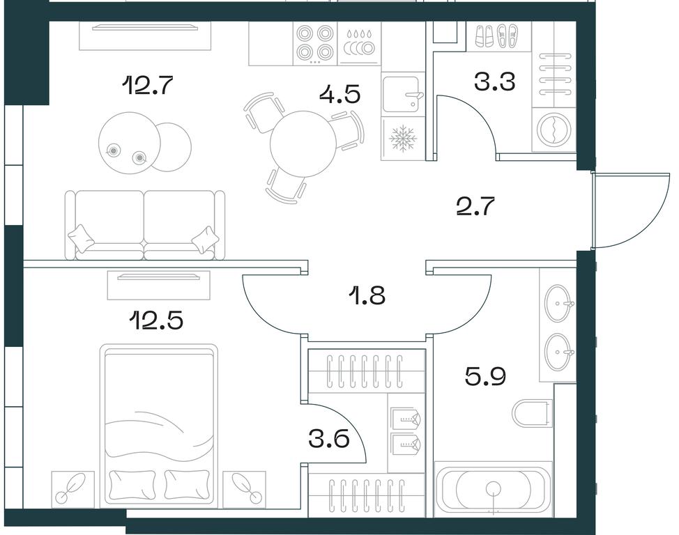 1-BD Apartment Sale, 47.1平方米 at SHIFT, 2nd Donskoy Drive, 10, Moscow, Russia #1