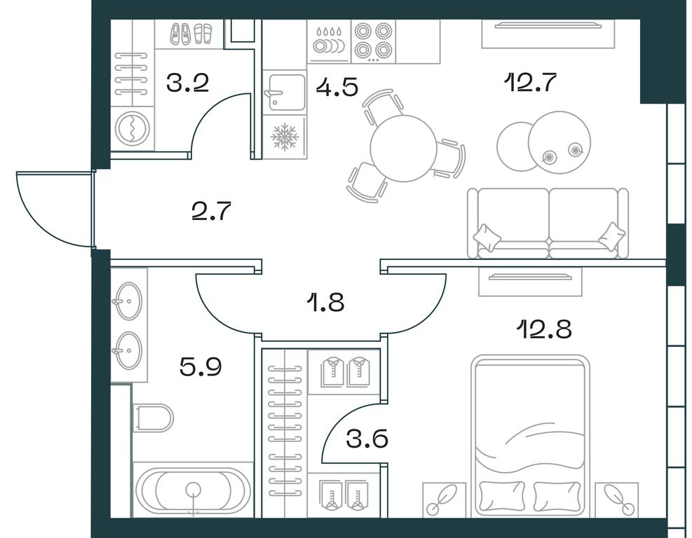 1-BD Apartment Sale, 47.4平方米 at SHIFT, 2nd Donskoy Drive, 10, Moscow, Russia #1 1-BD Apartment Sale, 47.4平方米 at SHIFT, 2nd Donskoy Drive, 10, Moscow, Russia #1