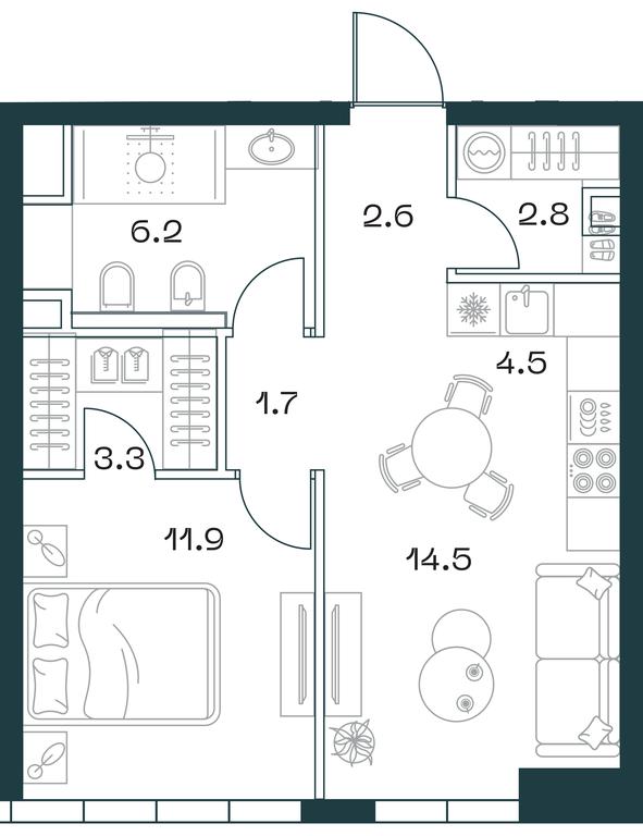 1-BD Apartment Sale, 47.5 sq. m. at SHIFT, 2nd Donskoy Drive, 10, Moscow, Russia #1