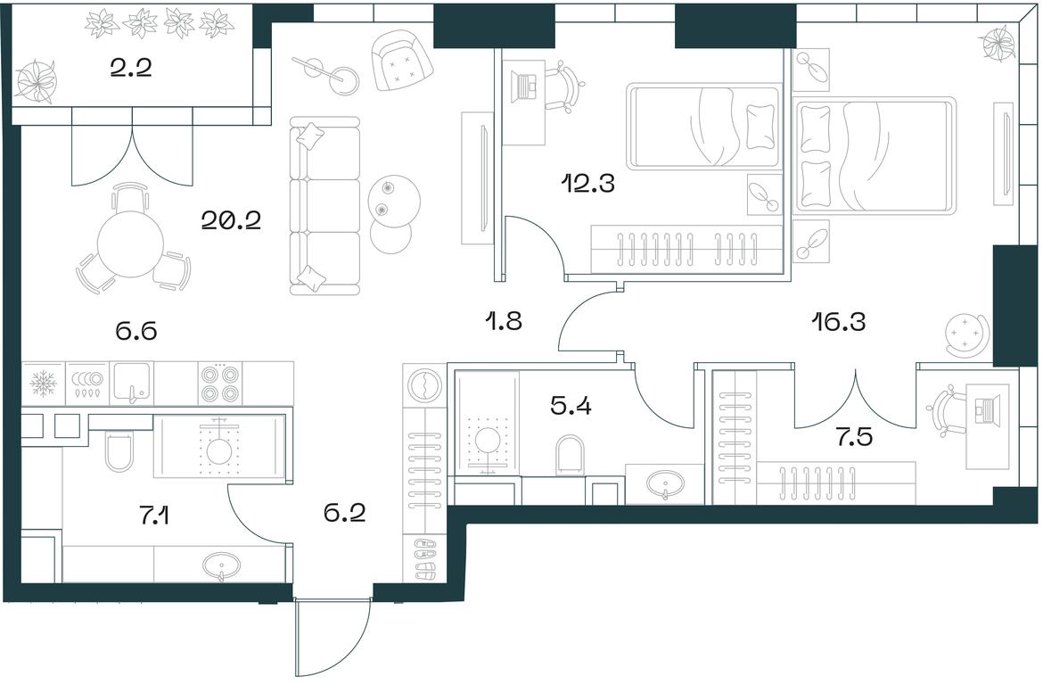 2-BD Apartment Sale, 85.5 sq. m. at SHIFT, 2nd Donskoy Drive, 10, Moscow, Russia #1 2-BD Apartment Sale, 85.5 sq. m. at SHIFT, 2nd Donskoy Drive, 10, Moscow, Russia #1