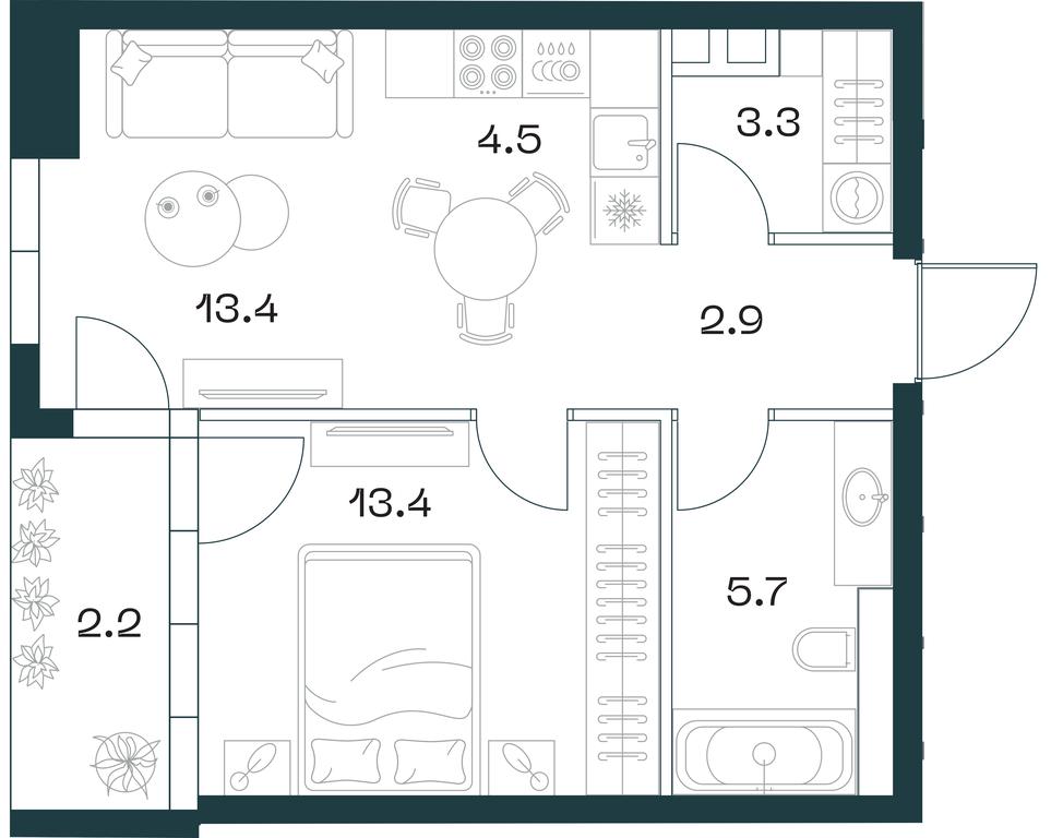 1-BD Apartment Sale, 45.3平方米 at SHIFT, 2nd Donskoy Drive, 10, Moscow, Russia #1