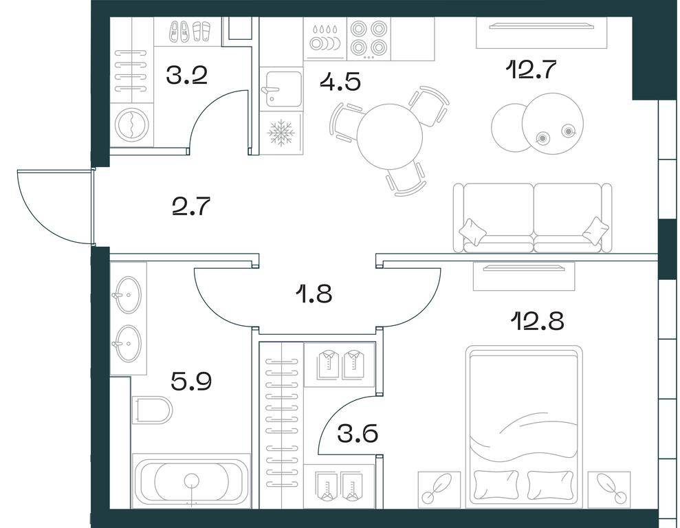 1-BD Apartment Sale, 47.4平方米 at SHIFT, 2nd Donskoy Drive, 10, Moscow, Russia #1