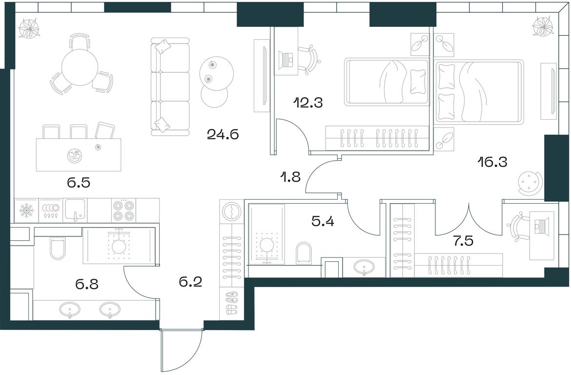 2-BD Apartment Sale, 87.3 sq. m. at SHIFT, 2nd Donskoy Drive, 10, Moscow, Russia #1 2-BD Apartment Sale, 87.3 sq. m. at SHIFT, 2nd Donskoy Drive, 10, Moscow, Russia #1