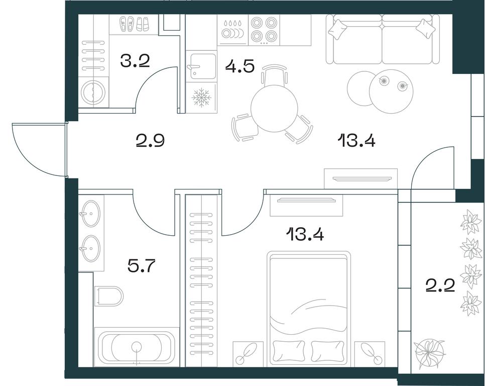 1-BD Apartment Sale, 45.3平方米 at SHIFT, 2nd Donskoy Drive, 10, Moscow, Russia #1
