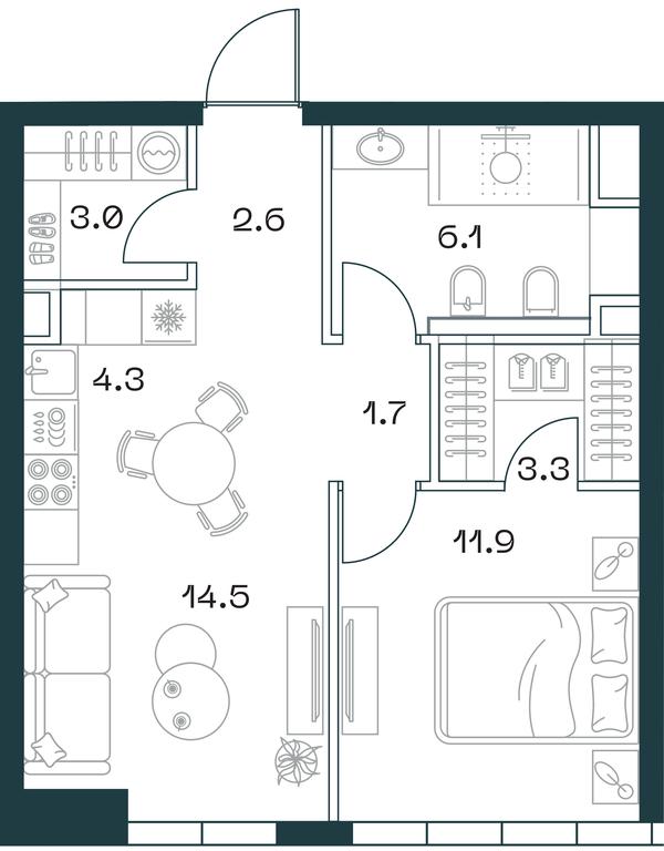 1-BD Apartment Sale, 47.2平方米 at SHIFT, 2nd Donskoy Drive, 10, Moscow, Russia #1
